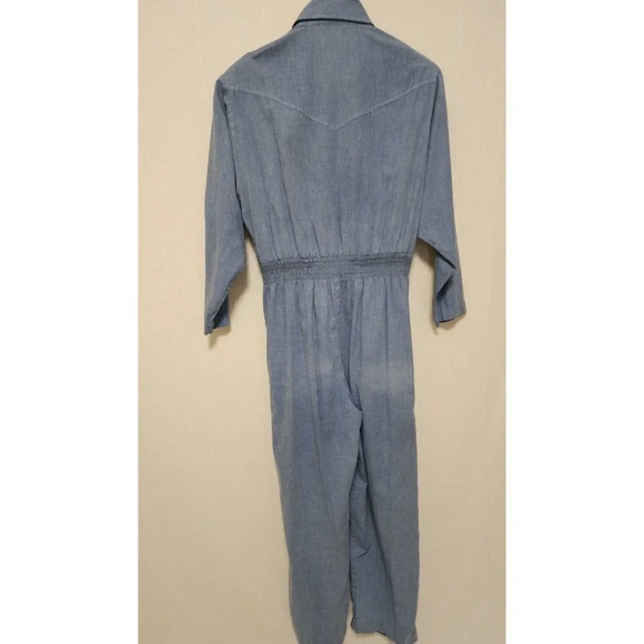 70s 80s Evelyn Pearson Women Vintage Jumpsuit Chambray Denim Style Neiman Marcus - Picture 3 of 9